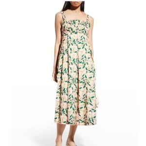 NWT $680 Agua by Agua Bendita Hortensia Pleated Sleeveless Midi Floral Dress